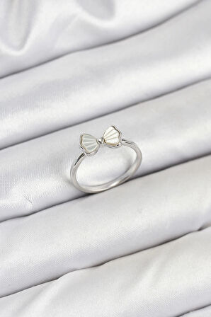 Pirinç Gümüş Renk Fiyonk Model Kadın Yüzük