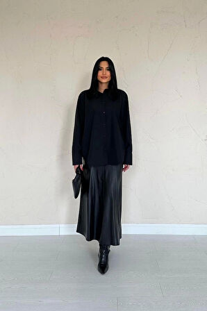 Siyah Poplin Gömlek