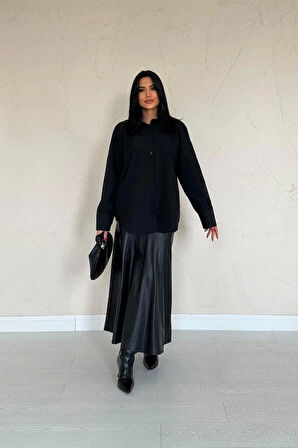 Siyah Poplin Gömlek