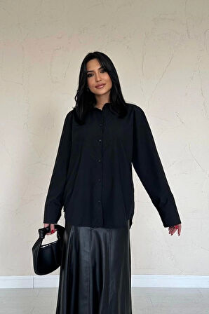 Siyah Poplin Gömlek