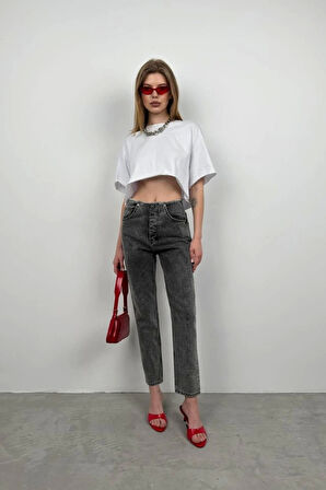 Kemersiz Düşük Bel Jean