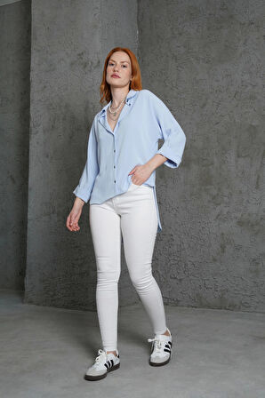 Kol Katlama Detaylı Bebe Mavi Gömlek