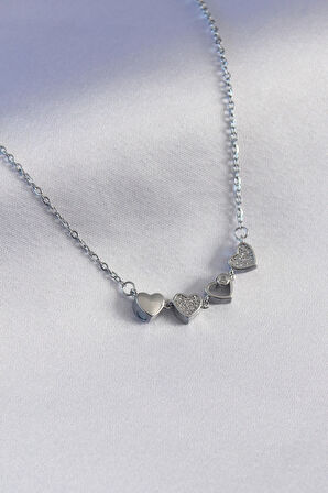 316L Çelik Gümüş Renk Açılır Zirkon Taşlı Yonca Model Kadın Kolye