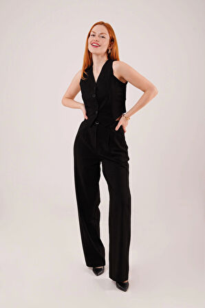 Premium Model Oturtmalı Siyah Pantolon