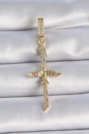 Pirinç Gold Renk Zirkon Taş Detaylı Elif Model Anka Kuşu Figür Ajda Charm