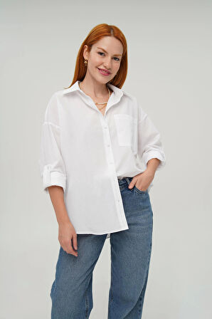 Tek Cepli Ekru Gömlek