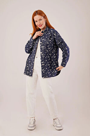 Eskitme Görünümlü Denim Mavi Gömlek