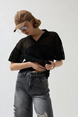 Polo Yaka Transparan  T-Shirt