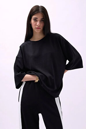 Bisiklet Yaka Oversize T-Shirt