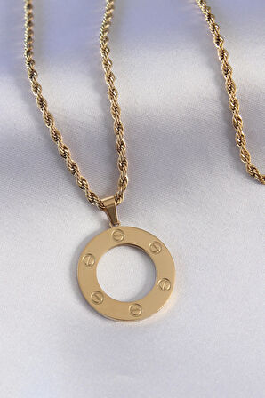 316L Çelik Gold Renk 60cm Burgu Zincir Kadın Kolye