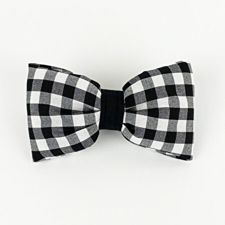 Woodycord  İçi Dolgulu Büyük Boy Siyahı Beyaz Pötikare Fiyonk Otomatik Toka - Bow toka