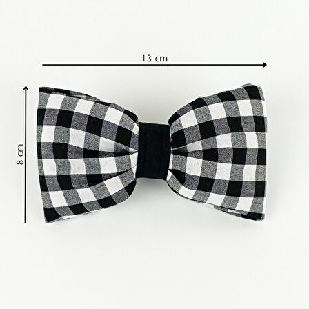 Woodycord  İçi Dolgulu Büyük Boy Siyahı Beyaz Pötikare Fiyonk Otomatik Toka - Bow toka