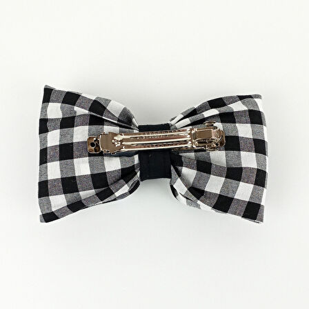 Woodycord  İçi Dolgulu Büyük Boy Siyahı Beyaz Pötikare Fiyonk Otomatik Toka - Bow toka