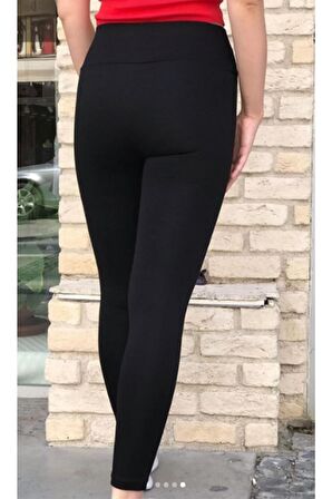 Kadın Siyah Beli Korsajlı  Çelik Örme Tayt