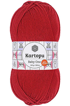 1 Adet Baby One Tüylenmeyen El Örgü İpi Yünü Kırmızı K125