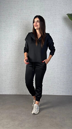 Kadın Uzun Kollu Kapüşonlu Ikili Takım