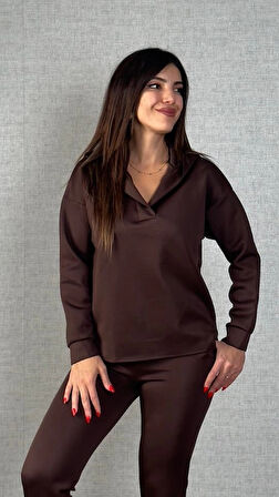 Kadın Uzun Kollu Kapüşonlu Ikili Takım