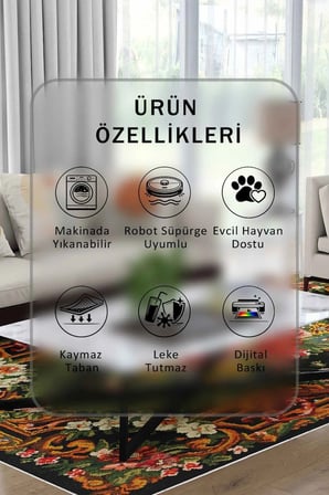 Yıkanabilir Kaymaz Taban Dijital Baskılı Halı ve Yolluk – Leke Tutmaz Salon & Mutfak Halısı