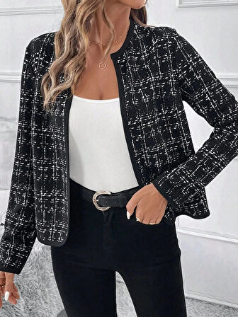 Kadın Uzun Kollu önü Açık şanel Kısa Ceket