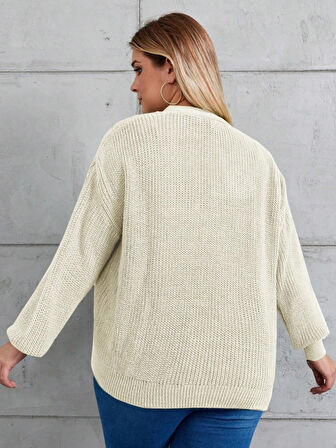 Kadın Beş Düğme Büyük Beden Triko Hırka