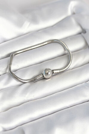 Gümüş Renk Pirinç Charm Bileklik