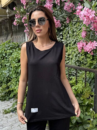 Kadın Askılı Yuvarlak Yaka Viskon Iki Iplik Bluz Ve Eşofman Altı Ikili Takım