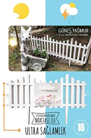 Çit Bahçe Çiti Dekoratif Plastik Bahçe Çiti 9.44 Mt Peyzaj Koruma Panel Beyaz