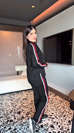 Kadın Uzun Kollu Fermuarlı Viskon Iki Iplik Bluz Ve Pantolon Ikili Takım