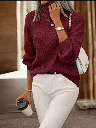 Kadın Uzun Kollu Balıkçı Yaka Triko Bluz