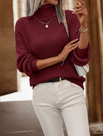 Kadın Uzun Kollu Balıkçı Yaka Triko Bluz