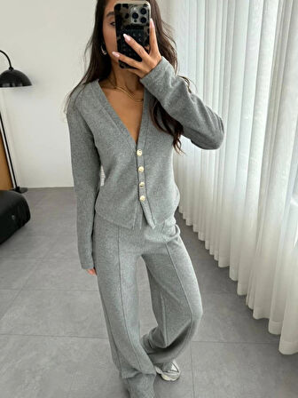 Selanik Kumaş Ön Düğmeli Ceket Çımalı PantolunTakım