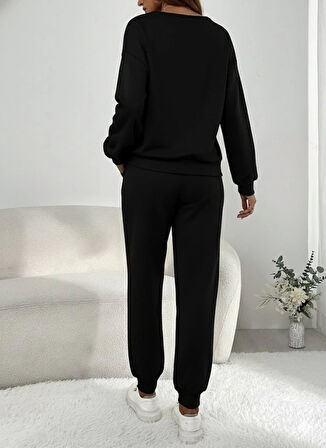 Kadın Uzun Kollu V Yakalı Pulpayetli Viskon Iki Iplik Bluz Ve Pantolon