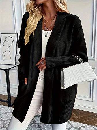 Kadın Uzun Kollu önü Açık Triko Hırka