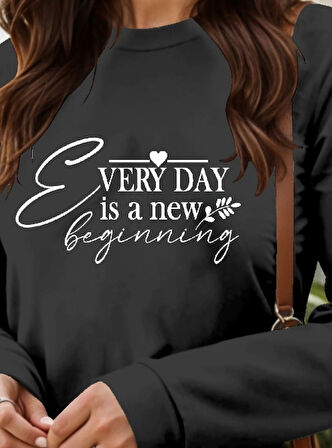 Kadın Uzun Kollu Bisiklet Yaka Kısa Viskon Iki Iplik Elbise