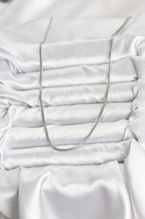 316L Çelik Zincir Gümüş Renk 60 cm Yılan Zincir Kadın Kolye