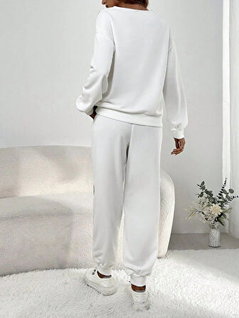 Kadın Uzun Kollu V Yakalı Pulpayetli Viskon Iki Iplik Bluz Ve Pantolon