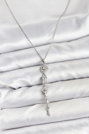 316L Çelik Zincir Gümüş Renk Kutup Yıldızı Enerji Model Kadın Y Kolye