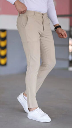 Erkek Slim Fit Likralı Gabardin Pantolon