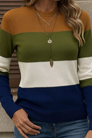 Kadın Uzun Kollu Yarı Balıkçı Yaka Triko Kazak