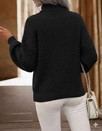 Kadın Uzun Kollu Balıkçı Yaka Triko Bluz