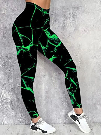 Kadın Yüksek Bel Renk Detaylı Dalgıç Tayt