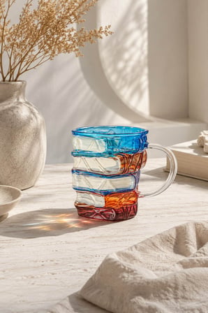 Kitap Tasarımlı Renkli Borosilikat Cam Kupa 350 ml 3 Boyutlu| Kahve, Çay ve Nescafe Bardağı
