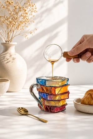Kitap Tasarımlı Renkli Borosilikat Cam Kupa 350 ml 3 Boyutlu| Kahve, Çay ve Nescafe Bardağı