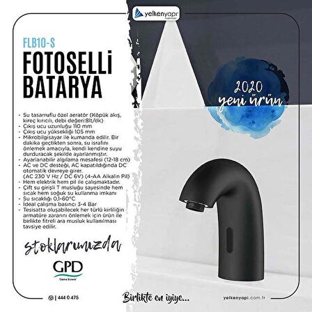 GPD SİYAH Fotoselli Çift Su Girişli Lavabo Bataryası FLB10-S