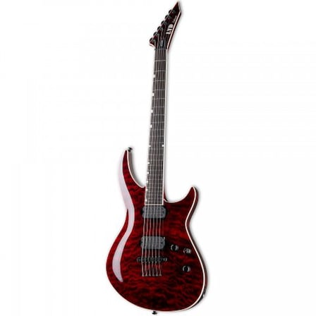 Esp Ltd Lh31000Qmstb H-3 1000 Qm See Thru Black Cherry (üst Segment - Deluxe Seri) | Kapitone Akçaağaç Kapak, Seymour Duncan Sentient/nazgûl Manyetikler, Deri Kesik Kasa | Ölçüler: 648 Mm Skala Uzunluğu