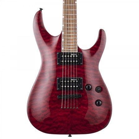 Esp Ltd Lmh200Qmntstbc Mh-200Qm See Thru Black Cherry (orta Seviye - Mh Serisi) | Kapitone Akçaağaç Kapak, Sabit Köprü (string-thru), Kavak Gövde, Esp Tasarımı Humbucker | Ölçüler: 648 Mm Skala Uzunluğu
