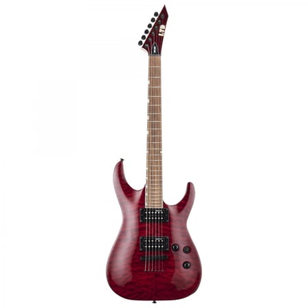 Esp Ltd Lmh200Qmntstbc Mh-200Qm See Thru Black Cherry (orta Seviye - Mh Serisi) | Kapitone Akçaağaç Kapak, Sabit Köprü (string-thru), Kavak Gövde, Esp Tasarımı Humbucker | Ölçüler: 648 Mm Skala Uzunluğu