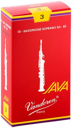 Vandoren SR303R Java Red Cut Soprano Saksafon Kamışı No: 3.0 (Profesyonel/Caz) - 10'lu Kutu | Soprano İçin Canlı ve Modern Ton, Hızlı Atak Kabiliyeti