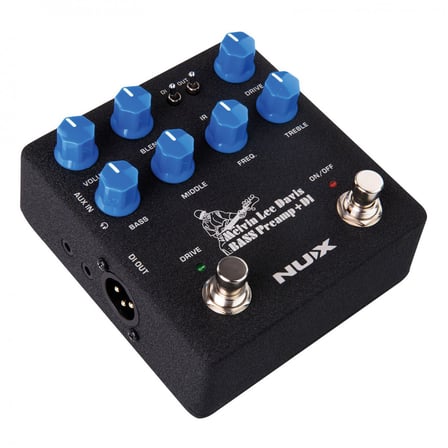 NUX NBP-5 Melvin Lee Davis Bass Preamp (Üst Segment - Bass DI & IR Loader) | Melvin Lee Davis Signature, 3-Band EQ (Mid Sweep), Dahili IR Kabin Simülasyonu, USB Ses Kartı Fonksiyonu | Ölçüler: 105 x 115 x 58 mm