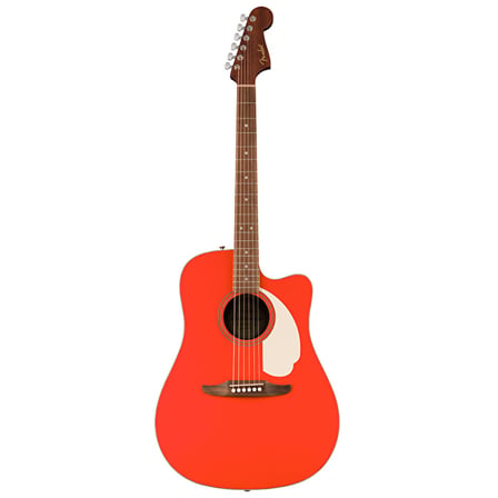 Fender 0974221540 California Standard Redondo CE Elektro Akustik Gitar (Fiesta Red) | Canlı Kırmızı Renk Fishman Preamp ve Masif Ladin Kapak